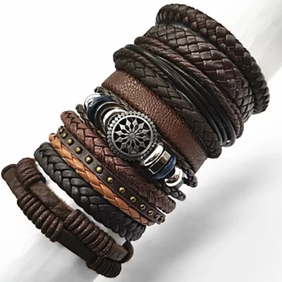 10 PIECE WOVEN LEATHER BRACELETZ - Crow - Picture 4 of 10